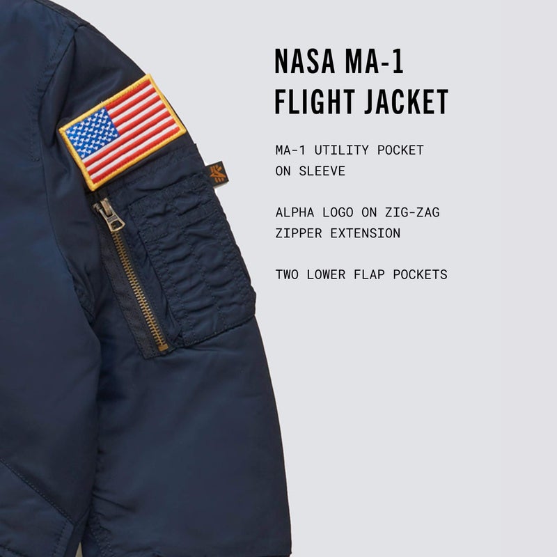 Alpha Industries Boys' Nasa MA-1 Flight Jacket (YM, Replica Blue) - Image 2